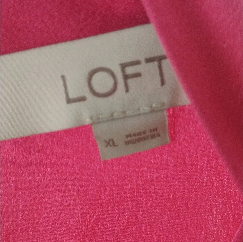 Loft Women's Pink Puff Sleeve Blouse SZ XL